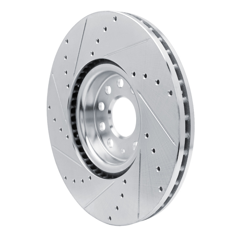 Volkswagen Atlas Brake Rotor (1) - Front Right - R1 Concepts - Drilled & Slotted - Silver - `18-`25